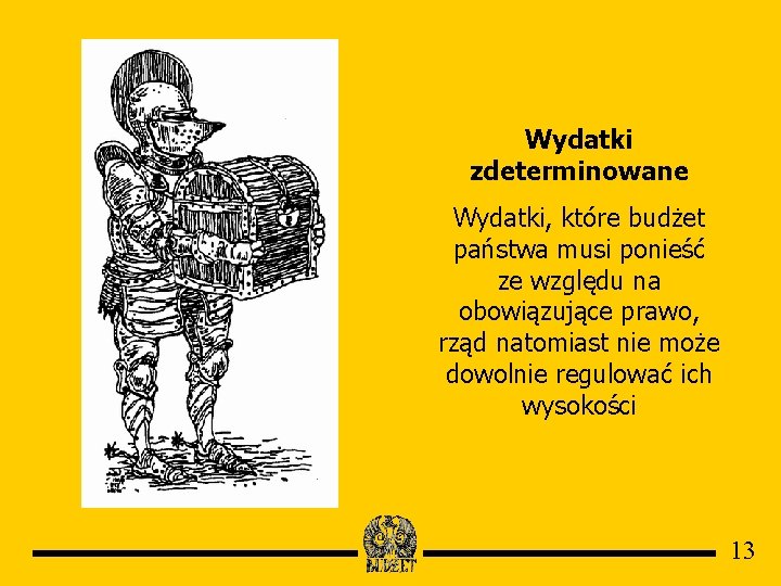 Wydatki zdeterminowane Wydatki, które budżet państwa musi ponieść ze względu na obowiązujące prawo, rząd