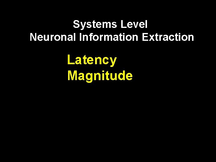 Systems Level Neuronal Information Extraction Latency Magnitude 