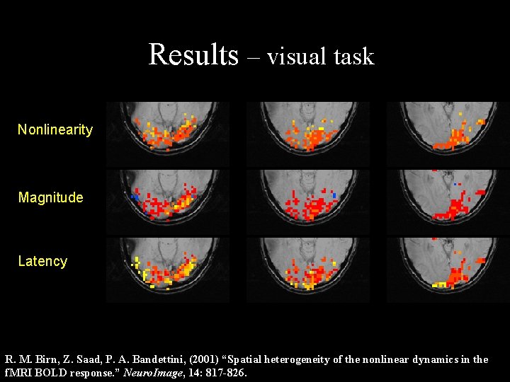 Results – visual task Nonlinearity Magnitude Latency R. M. Birn, Z. Saad, P. A.