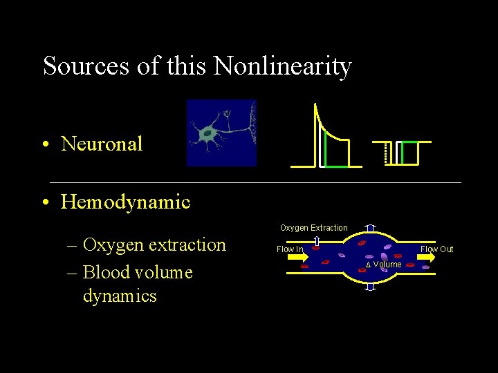 Sources of this Nonlinearity • Neuronal • Hemodynamic Oxygen Extraction – Oxygen extraction –