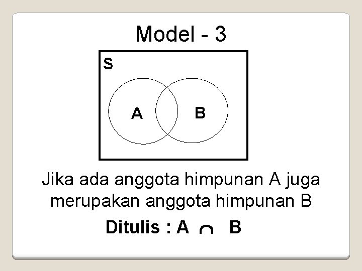 Model - 3 S A B Jika ada anggota himpunan A juga merupakan anggota