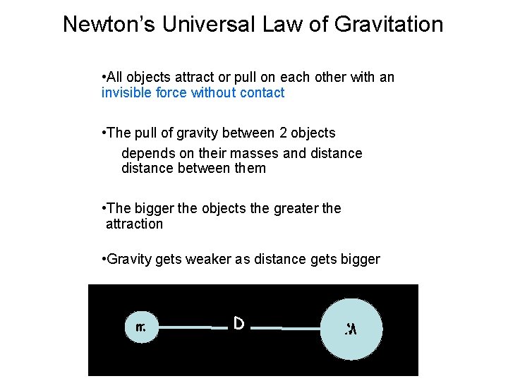 Newton’s Universal Law of Gravitation • All objects attract or pull on each other