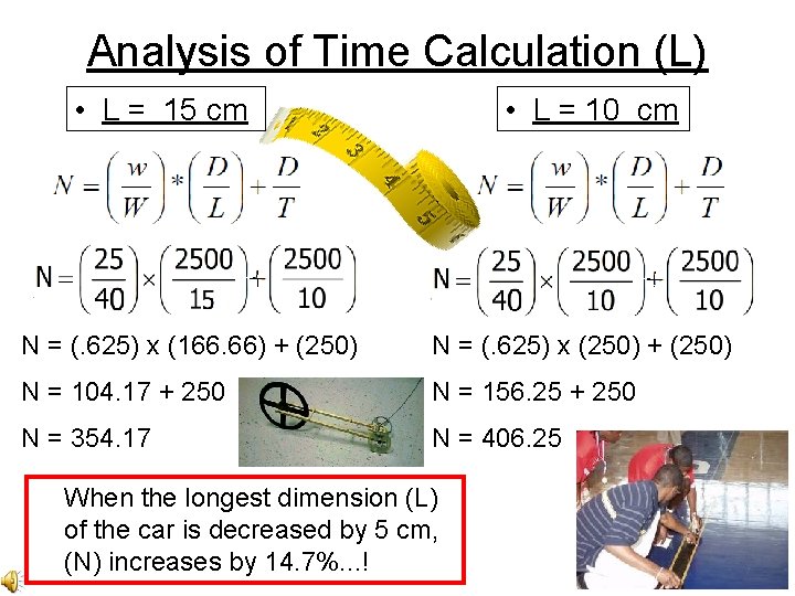 Analysis of Time Calculation (L) • L = 15 cm • L = 10