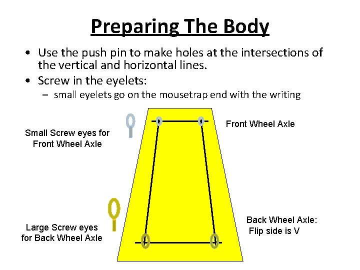 Preparing The Body • Use the push pin to make holes at the intersections