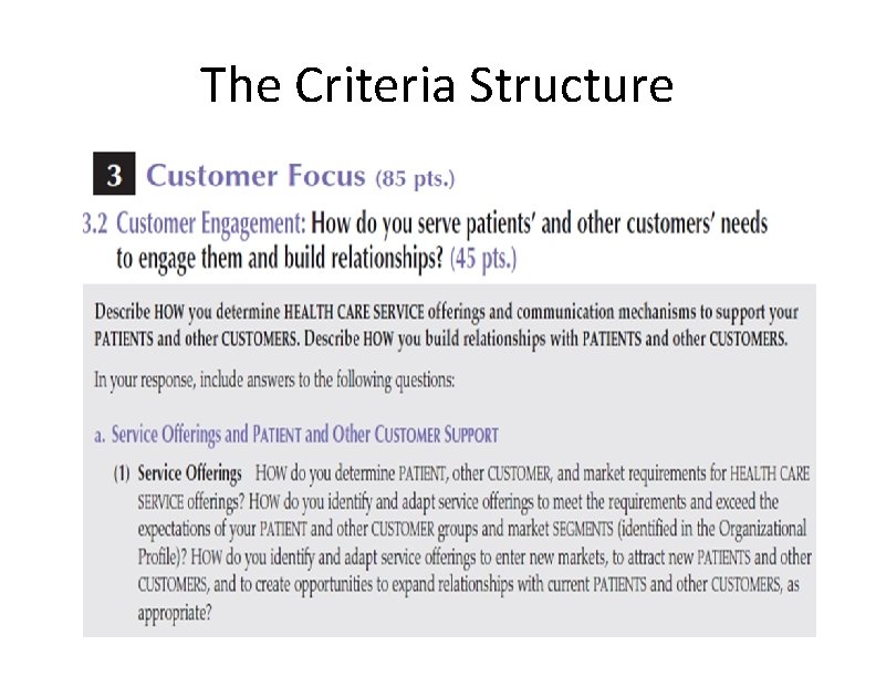 The Criteria Structure 