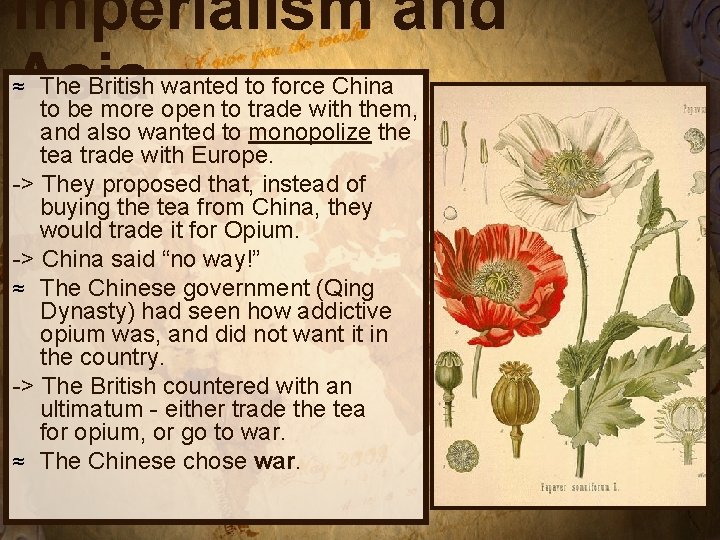 Imperialism and Asia The British wanted to force China to be more open to