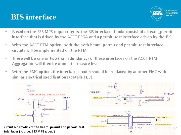 BIS interface • Based on the ESS MPS requirements, the BIS interface should consist