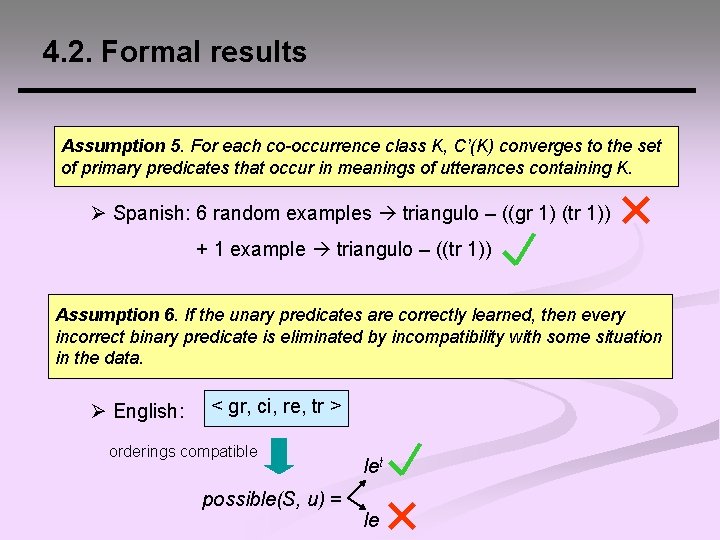 4. 2. Formal results Assumption 5. For each co-occurrence class K, C’(K) converges to