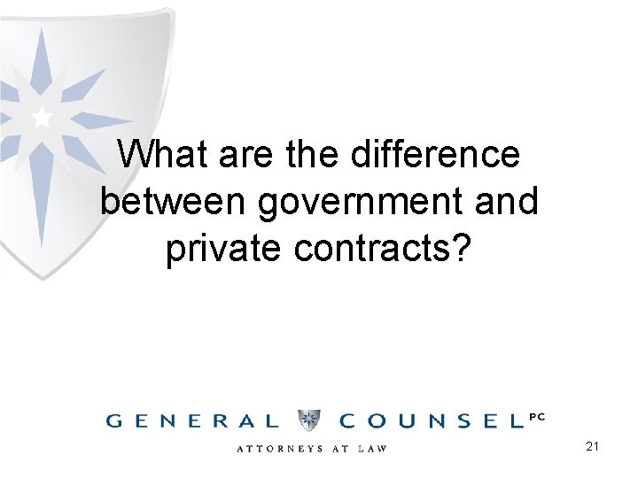 What are the difference between government and private contracts? 21 