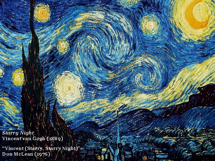 Starry Night Vincent van Gogh (1889) “Vincent (Starry, Starry Night)” Don Mc. Lean (1976)