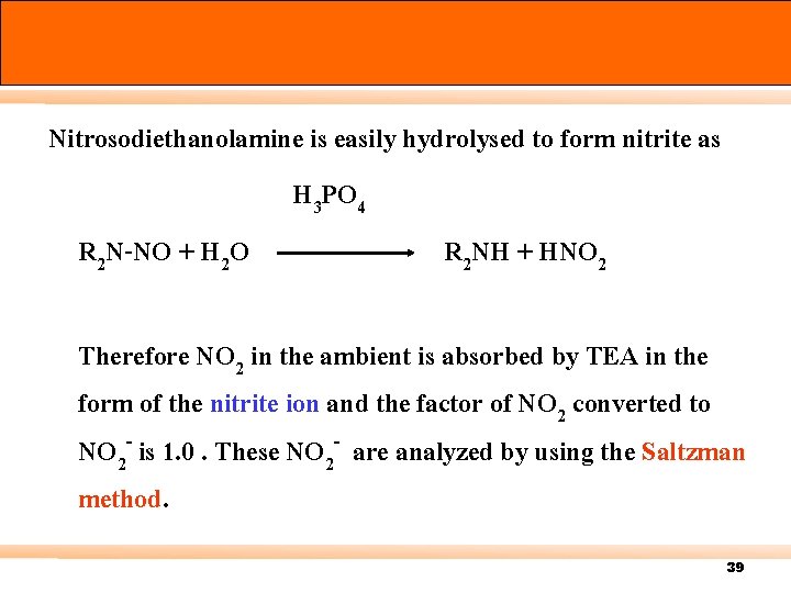 Nitrosodiethanolamine is easily hydrolysed to form nitrite as H 3 PO 4 R 2
