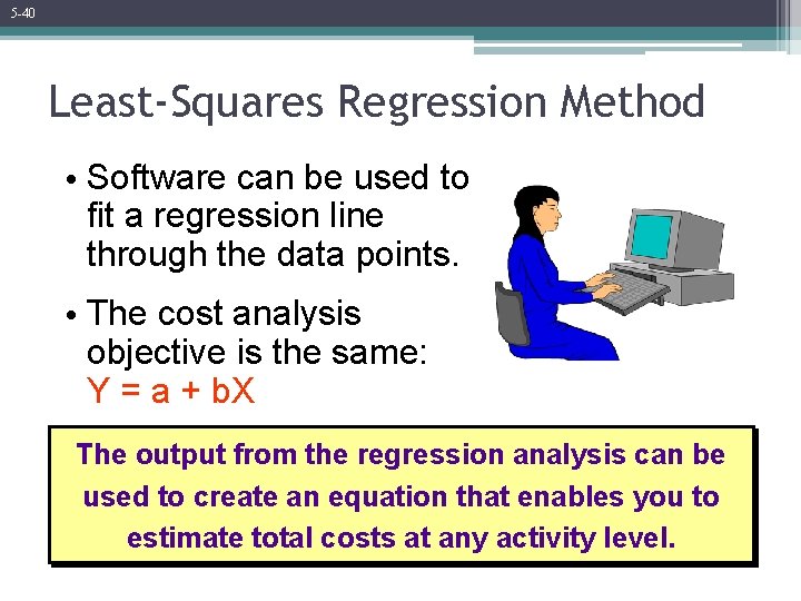 5 -40 Least-Squares Regression Method • Software can be used to fit a regression