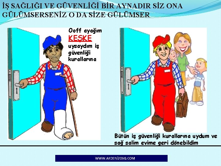 İŞ SAĞLIĞI VE GÜVENLİĞİ BİR AYNADIR SİZ ONA GÜLÜMSERSENİZ O DA SİZE GÜLÜMSER Ooff
