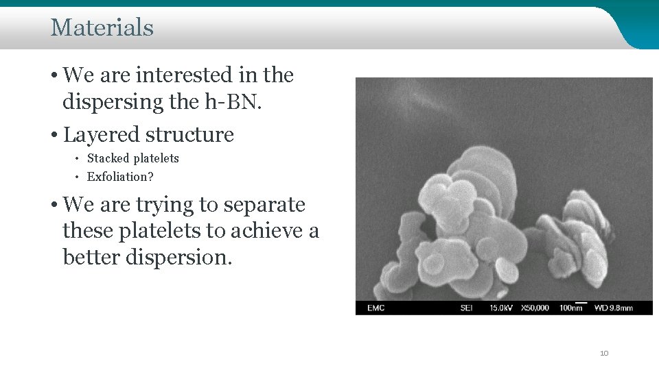 Materials • We are interested in the dispersing the h-BN. • Layered structure •