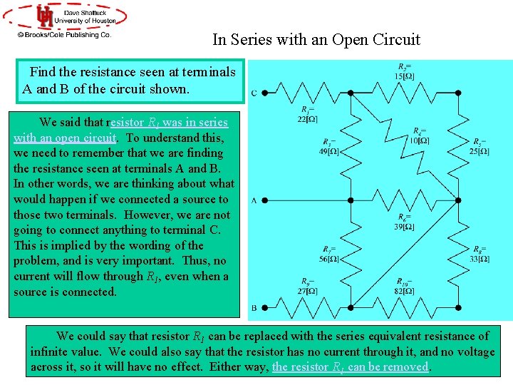 In Series with an Open Circuit Find the resistance seen at terminals A and