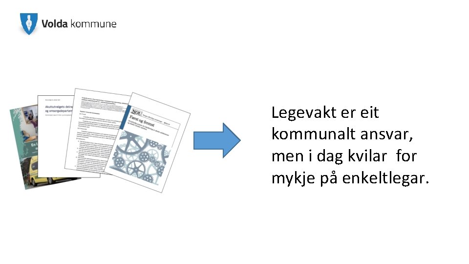 Legevakt er eit kommunalt ansvar, men i dag kvilar for mykje på enkeltlegar. 