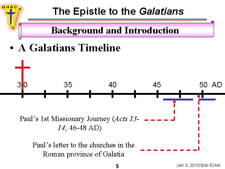 The Epistle to the Galatians Background and Introduction • A Galatians Timeline 30 35