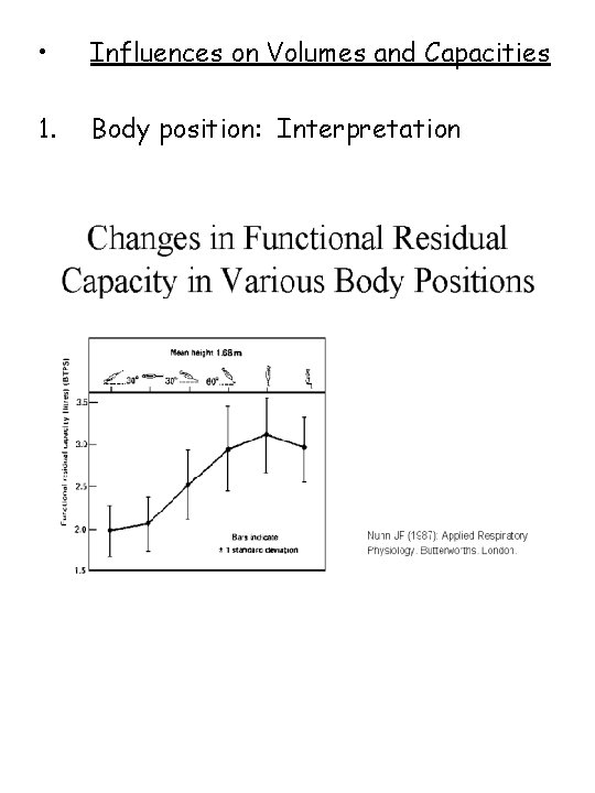  • Influences on Volumes and Capacities 1. Body position: Interpretation 