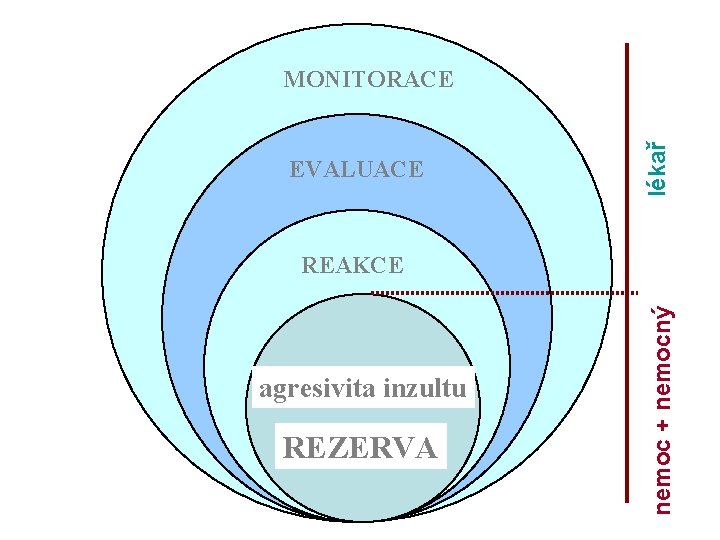 EVALUACE lékař MONITORACE agresivita inzultu REZERVA nemoc + nemocný REAKCE 