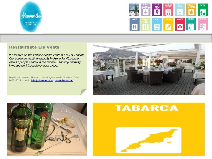 Restaurante Els Vents It´s located on the first floor of the eastern dock of