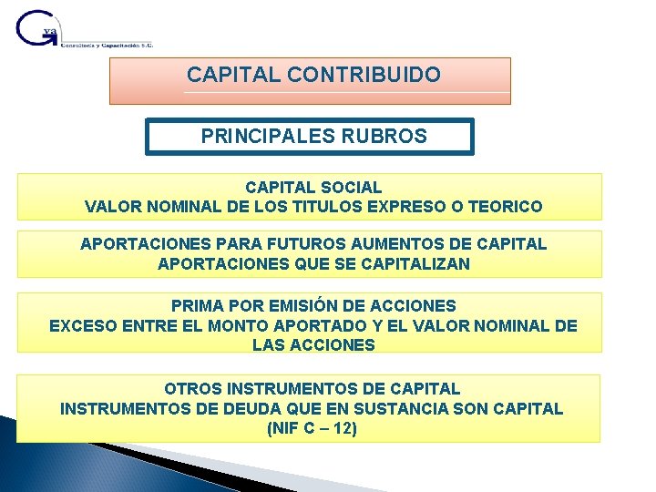 CAPITAL CONTRIBUIDO PRINCIPALES RUBROS CAPITAL SOCIAL VALOR NOMINAL DE LOS TITULOS EXPRESO O TEORICO