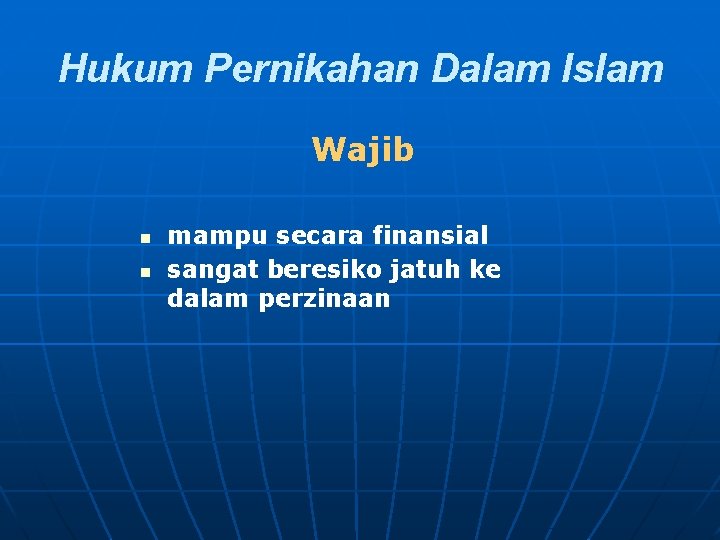 Hukum Pernikahan Dalam Islam Wajib n n mampu secara finansial sangat beresiko jatuh ke