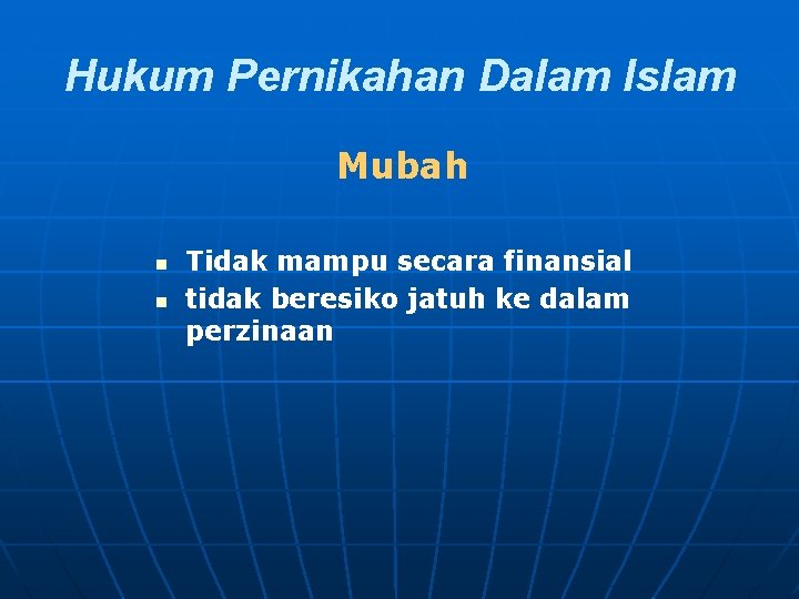 Hukum Pernikahan Dalam Islam Mubah n n Tidak mampu secara finansial tidak beresiko jatuh