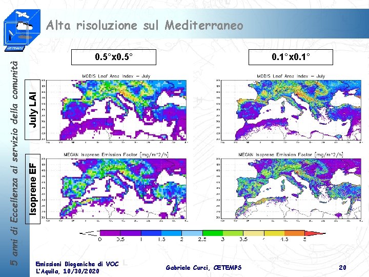 0. 1°x 0. 1° July LAI 0. 5°x 0. 5° Isoprene EF 5 anni