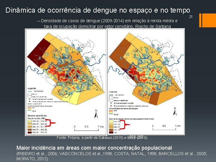 Dinâmica de ocorrência de dengue no espaço e no tempo – Densidade de casos