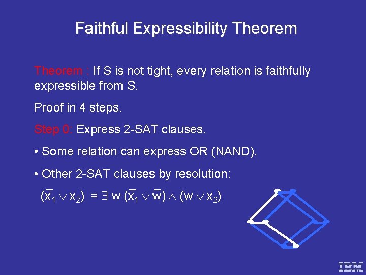 Faithful Expressibility Theorem : If S is not tight, every relation is faithfully expressible