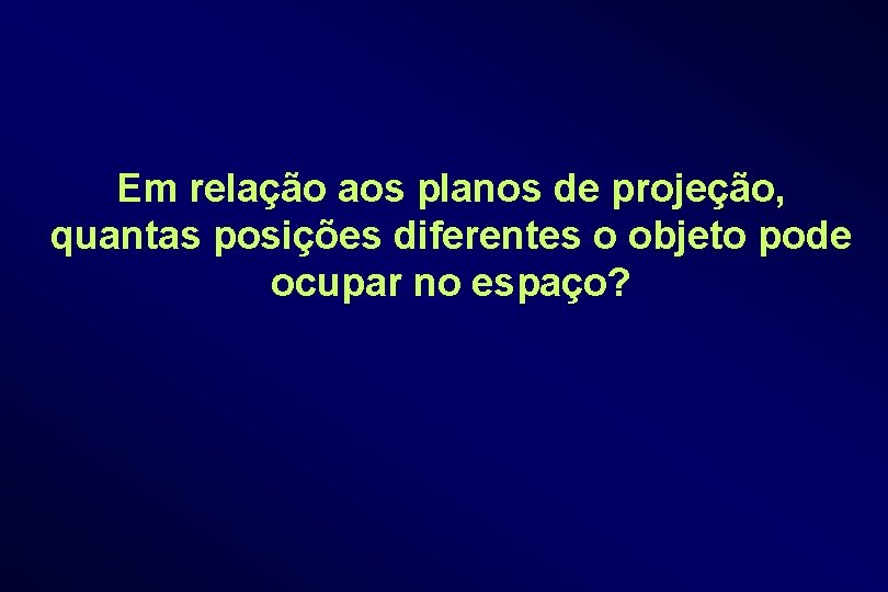 Em relação aos planos de projeção, quantas posições diferentes o objeto pode ocupar no