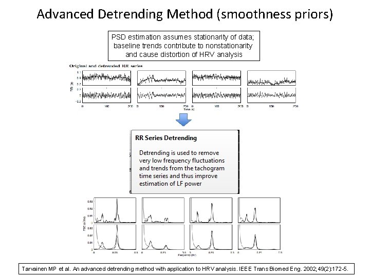 Advanced Detrending Method (smoothness priors) PSD estimation assumes stationarity of data; baseline trends contribute