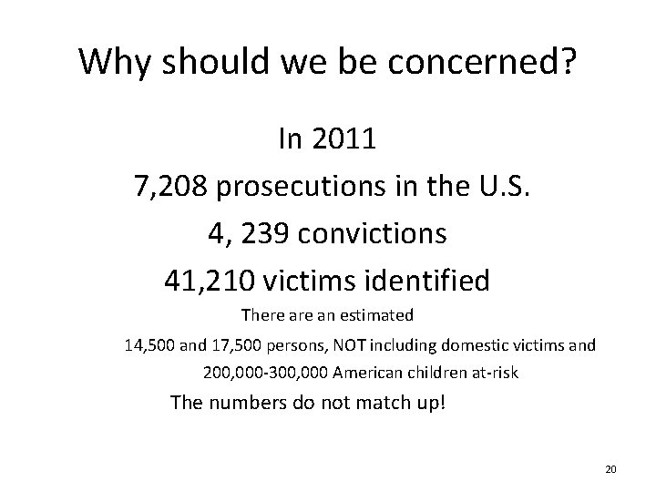 Why should we be concerned? In 2011 7, 208 prosecutions in the U. S.