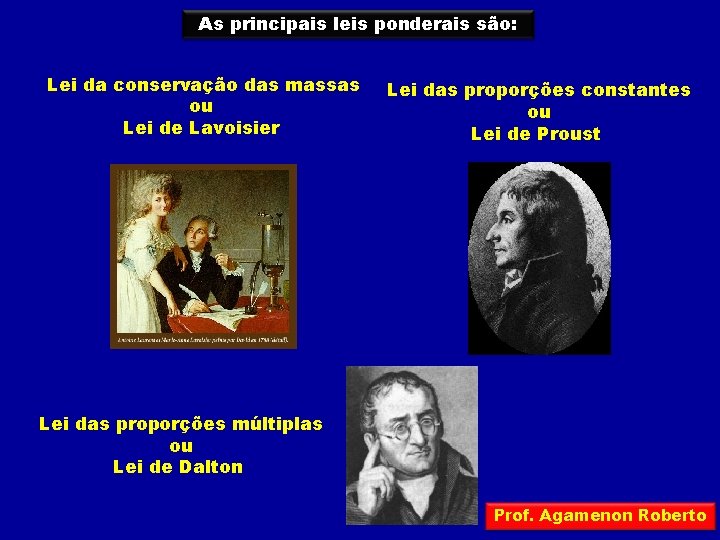 As principais leis ponderais são: Lei da conservação das massas ou Lei de Lavoisier