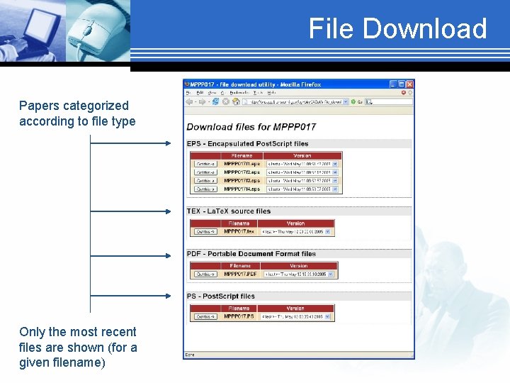 File Download Papers categorized according to file type Only the most recent files are