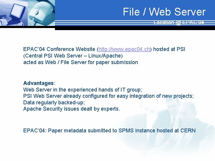 File / Web Server Location @ EPAC’ 04 Conference Website (http: //www. epac 04.