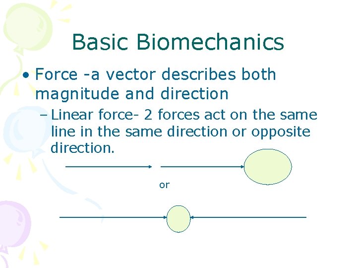 Basic Biomechanics • Force -a vector describes both magnitude and direction – Linear force- Basic Biomechanics • Force -a vector describes both magnitude and direction – Linear force-