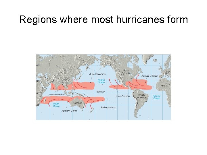 Regions where most hurricanes form 