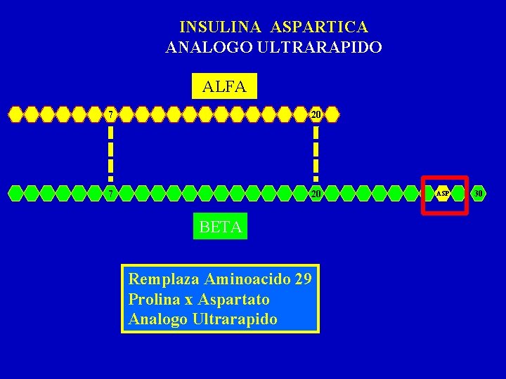 INSULINA ASPARTICA ANALOGO ULTRARAPIDO ALFA 7 20 BETA Remplaza Aminoacido 29 Prolina x Aspartato