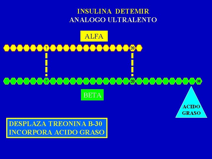 INSULINA DETEMIR ANALOGO ULTRALENTO ALFA 7 20 30 BETA ACIDO GRASO DESPLAZA TREONINA B-30