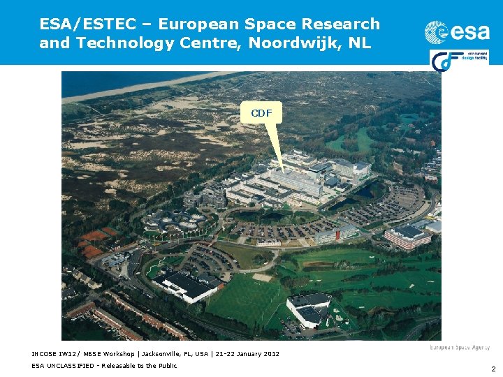 ESA/ESTEC – European Space Research and Technology Centre, Noordwijk, NL CDF INCOSE IW 12