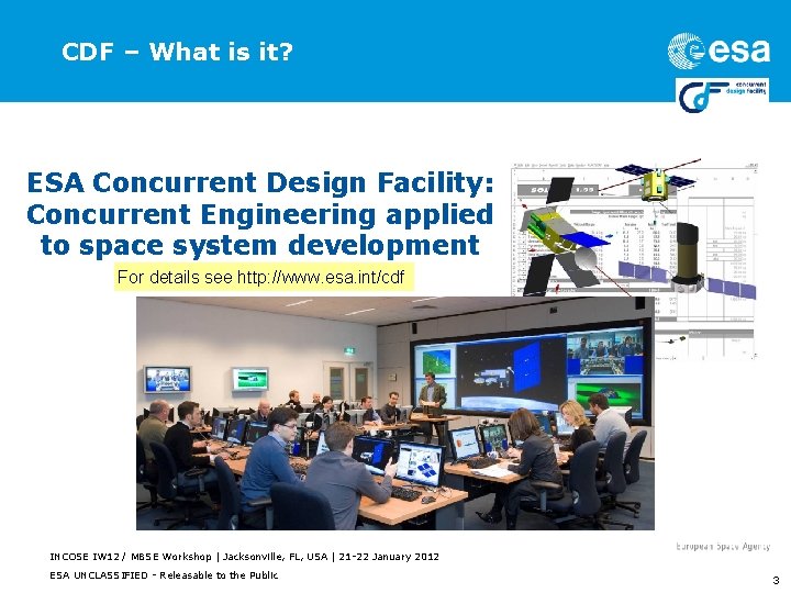 CDF – What is it? ESA Concurrent Design Facility: Concurrent Engineering applied to space