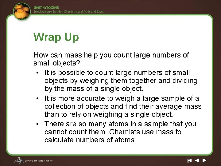 Wrap Up How can mass help you count large numbers of small objects? •