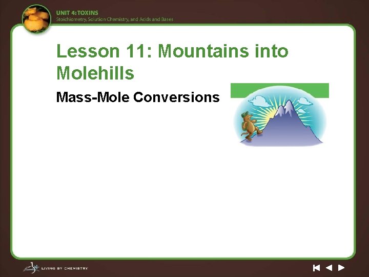 Lesson 11: Mountains into Molehills Mass-Mole Conversions 