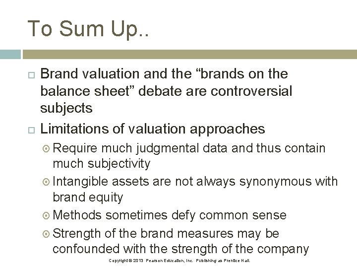 To Sum Up. . Brand valuation and the “brands on the balance sheet” debate