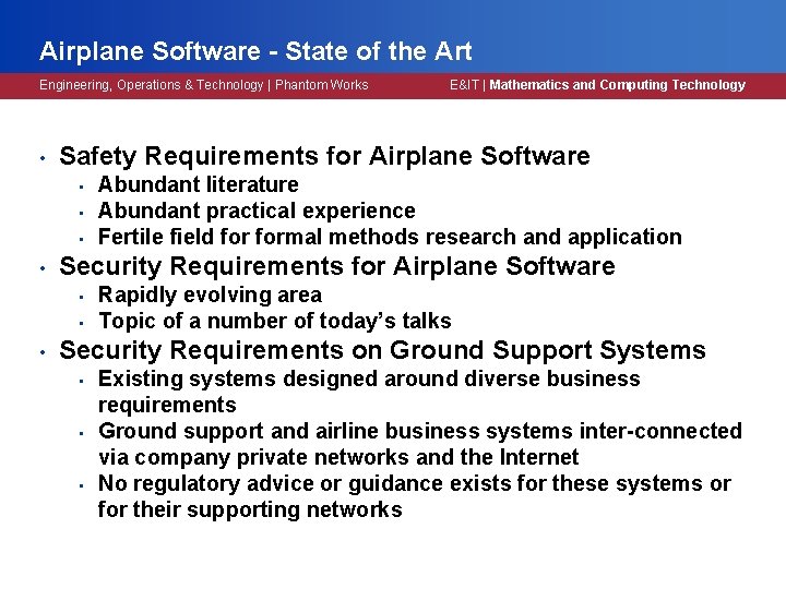 Airplane Software - State of the Art Engineering, Operations & Technology | Phantom Works