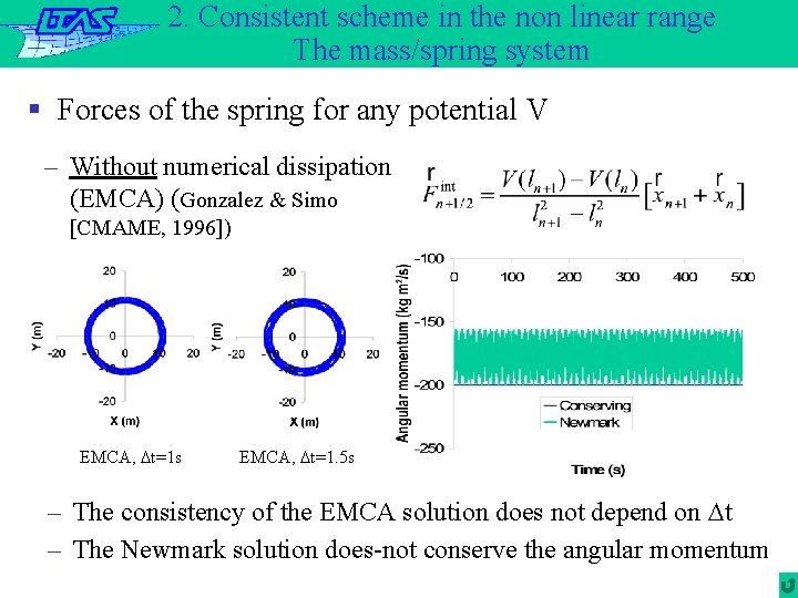 2. Consistent scheme in the non linear range The mass/spring system § Forces of