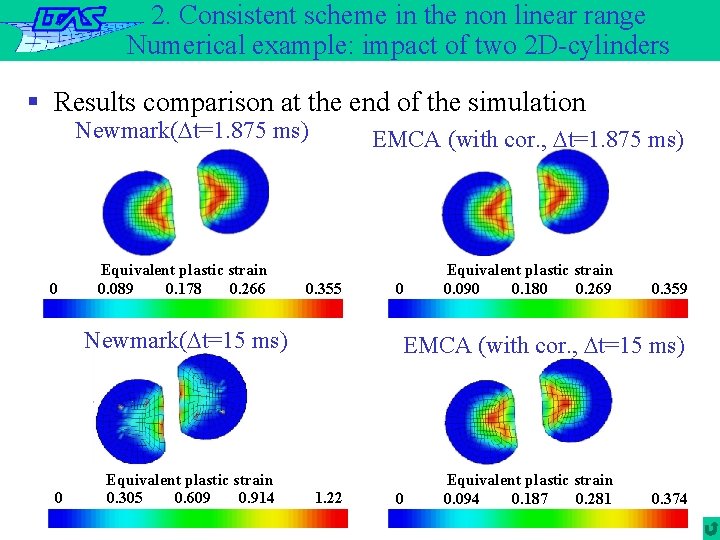 2. Consistent scheme in the non linear range Numerical example: impact of two 2