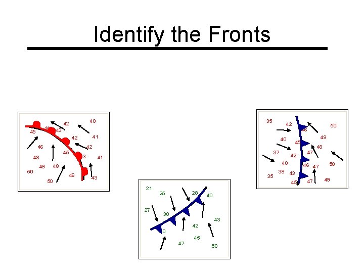 Identify the Fronts 44 45 41 40 42 46 45 48 43 37 41