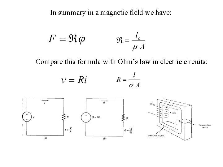 In summary in a magnetic field we have: Compare this formula with Ohm’s law